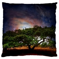 Lone Tree Fantasy Space Sky Moon Large Flano Cushion Case (two Sides) by Alisyart