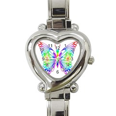 Rainbow Butterfly Heart Italian Charm Watch by amazinganimals