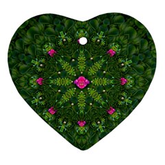 The Most Sacred Lotus Pond  With Bloom    Mandala Heart Ornament (two Sides) by pepitasart