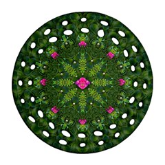 The Most Sacred Lotus Pond  With Bloom    Mandala Ornament (round Filigree) by pepitasart