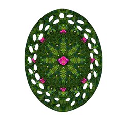 The Most Sacred Lotus Pond  With Bloom    Mandala Ornament (oval Filigree) by pepitasart