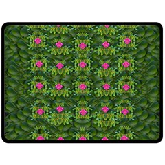 The Most Sacred Lotus Pond With Fantasy Bloom Double Sided Fleece Blanket (large)  by pepitasart