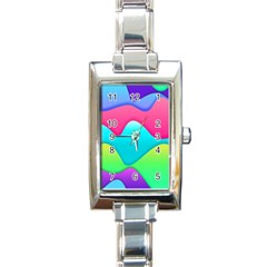 Lines Curves Colors Geometric Lines Rectangle Italian Charm Watch by Nexatart