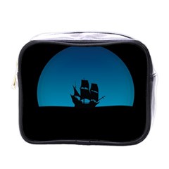 Ship Night Sailing Water Sea Sky Mini Toiletries Bag (one Side) by Nexatart