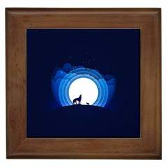 Month Full Moon Wolf Night Framed Tiles by Nexatart