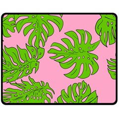 Leaves Tropical Plant Green Garden Double Sided Fleece Blanket (medium)  by Nexatart