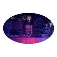 Architecture Home Skyscraper Oval Magnet by Nexatart