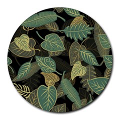 Autumn Fallen Leaves Dried Leaves Round Mousepads by Nexatart