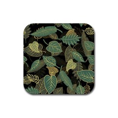Autumn Fallen Leaves Dried Leaves Rubber Coaster (square)  by Nexatart