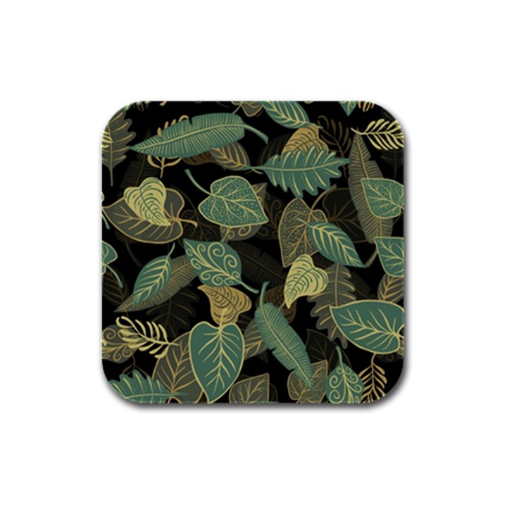 Autumn Fallen Leaves Dried Leaves Rubber Square Coaster (4 pack) 