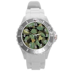 Autumn Fallen Leaves Dried Leaves Round Plastic Sport Watch (l) by Nexatart