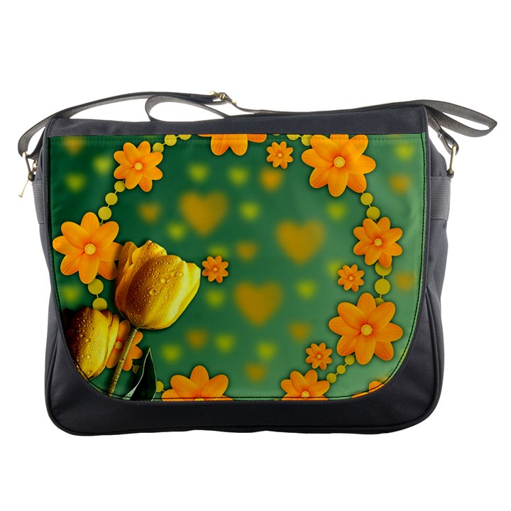 Background Design Texture Tulips Messenger Bag