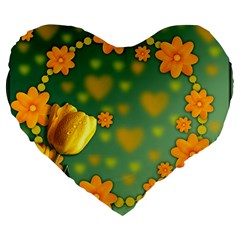 Background Design Texture Tulips Large 19  Premium Flano Heart Shape Cushions by Nexatart