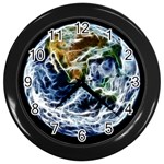 Spherical Science Fractal Planet Wall Clock (Black) Front