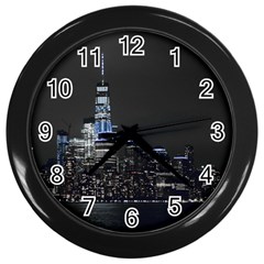 New York Skyline New York City Wall Clock (black) by Nexatart
