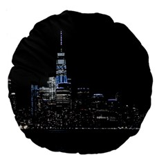 New York Skyline New York City Large 18  Premium Flano Round Cushions by Nexatart