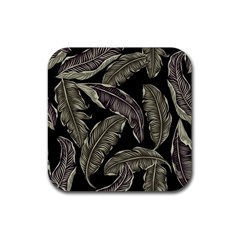Jungle Leaves Tropical Pattern Rubber Coaster (square)  by Nexatart