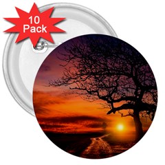 Lonely Tree Sunset Wallpaper 3  Buttons (10 Pack)  by Alisyart
