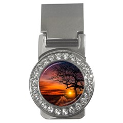 Lonely Tree Sunset Wallpaper Money Clips (cz) 