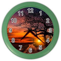 Lonely Tree Sunset Wallpaper Color Wall Clock