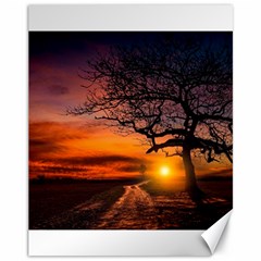 Lonely Tree Sunset Wallpaper Canvas 11  X 14  by Alisyart