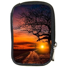 Lonely Tree Sunset Wallpaper Compact Camera Leather Case