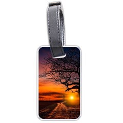 Lonely Tree Sunset Wallpaper Luggage Tags (one Side) 