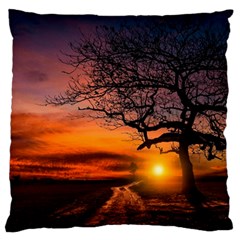 Lonely Tree Sunset Wallpaper Standard Flano Cushion Case (two Sides) by Alisyart