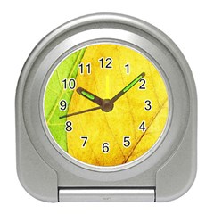 Green Yellow Leaf Texture Leaves Travel Alarm Clock