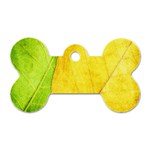 Green Yellow Leaf Texture Leaves Dog Tag Bone (Two Sides) Back