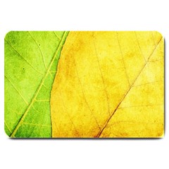 Green Yellow Leaf Texture Leaves Large Doormat 