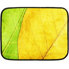 Green Yellow Leaf Texture Leaves Fleece Blanket (mini)