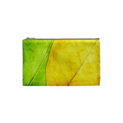 Green Yellow Leaf Texture Leaves Cosmetic Bag (small)