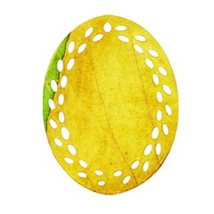 Green Yellow Leaf Texture Leaves Oval Filigree Ornament (two Sides)