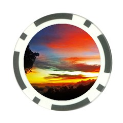 Sunset Mountain Indonesia Adventure Poker Chip Card Guard