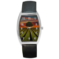 Natural Tree Barrel Style Metal Watch