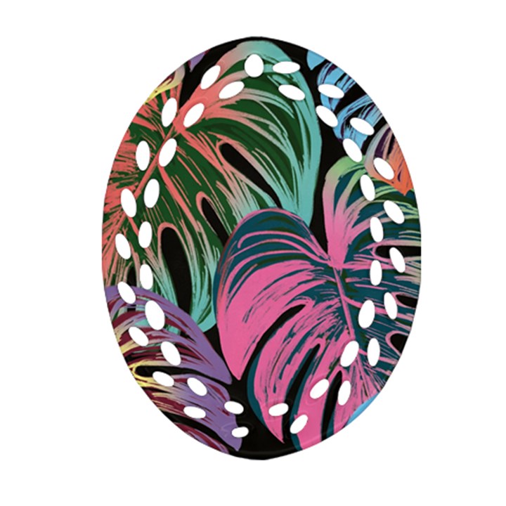 Leaves Tropical Jungle Pattern Ornament (Oval Filigree)