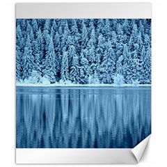 Snowy Forest Reflection Lake Canvas 8  X 10 