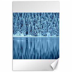 Snowy Forest Reflection Lake Canvas 24  X 36 