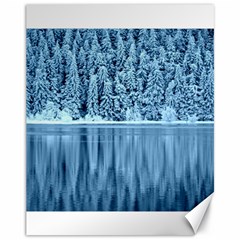 Snowy Forest Reflection Lake Canvas 11  X 14 