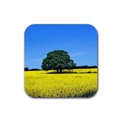 Tree In Field Rubber Square Coaster (4 Pack) 