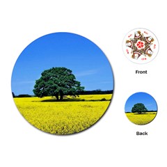 Tree In Field Playing Cards (round) by Alisyart