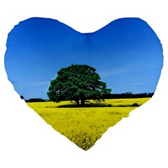 Tree In Field Large 19  Premium Flano Heart Shape Cushions by Alisyart