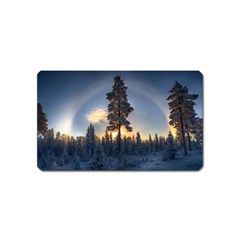 Winter Sunset Pine Tree Magnet (name Card) by Alisyart