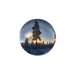 Winter Sunset Pine Tree Golf Ball Marker by Alisyart