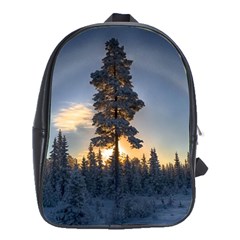 Winter Sunset Pine Tree School Bag (large)