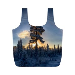 Winter Sunset Pine Tree Full Print Recycle Bag (m) by Alisyart