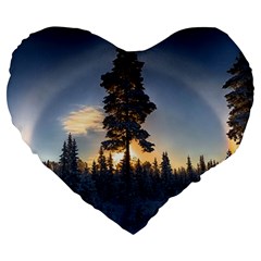 Winter Sunset Pine Tree Large 19  Premium Flano Heart Shape Cushions by Alisyart