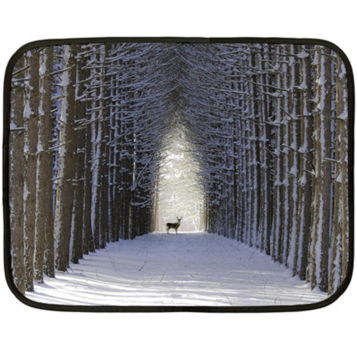 Trees Nature Snow Deer Landscape Winter Double Sided Fleece Blanket (Mini) 