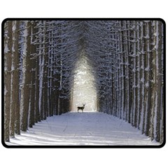 Trees Nature Snow Deer Landscape Winter Fleece Blanket (medium) 